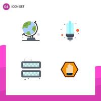 Group of 4 Modern Flat Icons Set for globe cold trip energy ice Editable Vector Design Elements