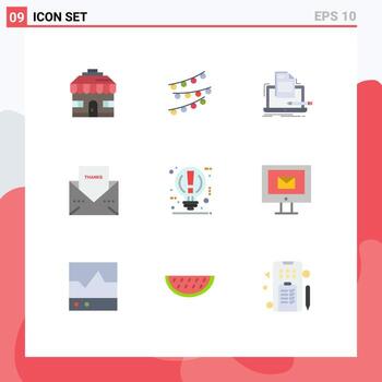 9 iconos creativos signos y símbolos modernos de mensaje de acción de gracias codificador carta papel elementos de diseño vectorial editables vector