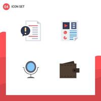 Mobile Interface Flat Icon Set of 4 Pictograms of communication seo faq document fashion Editable Vector Design Elements
