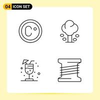 4 Creative Icons for Modern website design and responsive mobile apps 4 Outline Symbols Signs on White Background 4 Icon Pack vector