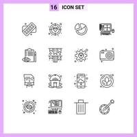Stock Vector Icon Pack of 16 Line Signs and Symbols for quality control software statistic tool design Editable Vector Design Elements
