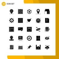 Group of 25 Solid Glyphs Signs and Symbols for office desk desk drawer guard bureau plus Editable Vector Design Elements