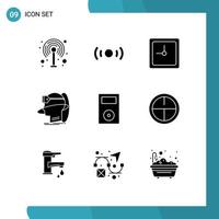 User Interface Pack of 9 Basic Solid Glyphs of devices virtual clock user man Editable Vector Design Elements