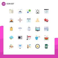 Flat Color Pack of 25 Universal Symbols of seo interface gear engine law Editable Vector Design Elements