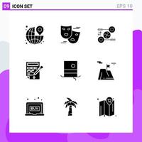 Set of 9 Modern UI Icons Symbols Signs for color fill color bucket masks bucket marketing Editable Vector Design Elements