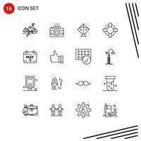 paquete de iconos de vector de stock de 16 signos y símbolos de línea para soporte de fotografía de calendario de día ayuda elementos de diseño de vector editables