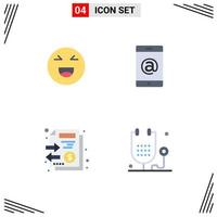 Pack of 4 Modern Flat Icons Signs and Symbols for Web Print Media such as chat stack happy cell disease Editable Vector Design Elements