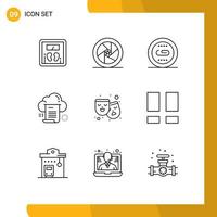 Group of 9 Outlines Signs and Symbols for cloud share superstar file optimization Editable Vector Design Elements