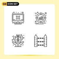 4 Line concept for Websites Mobile and Apps computer award error marketing reward Editable Vector Design Elements