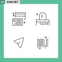 4 Universal Filledline Flat Colors Set for Web and Mobile Applications borrow mirror credit bedroom pin Editable Vector Design Elements