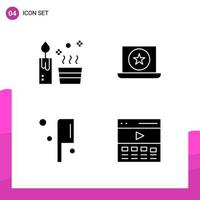 Glyph Icon set Pack of 4 Solid Icons isolated on White Background for responsive Website Design Print and Mobile Applications vector