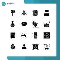 Universal Icon Symbols Group of 16 Modern Solid Glyphs of boiling flask distribute service bottom options Editable Vector Design Elements