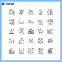 25 Icons Line style Creative Outline Symbols Black Line Icon Sign Isolated on White Background vector