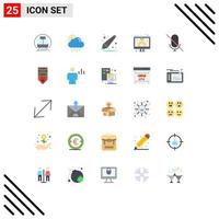 Set of 25 Modern UI Icons Symbols Signs for mute mic back to school screen growth Editable Vector Design Elements