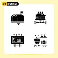 4 Creative Icons for Modern website design and responsive mobile apps 4 Glyph Symbols Signs on White Background 4 Icon Pack vector