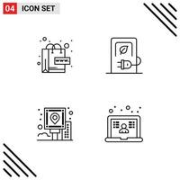 Modern Set of 4 Filledline Flat Colors Pictograph of ecommerce city world electric navigation Editable Vector Design Elements