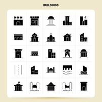 Solid 25 Buildings Icon set Vector Glyph Style Design Black Icons Set Web and Mobile Business ideas design Vector Illustration