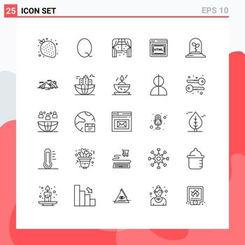 Set of 25 Vector Lines on Grid for mountain leaf home technology html Editable Vector Design Elements
