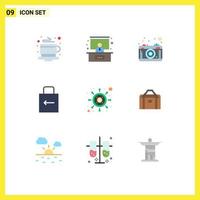 Modern Set of 9 Flat Colors and symbols such as money investment photography security key Editable Vector Design Elements