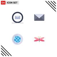 Modern Set of 4 Flat Icons Pictograph of email cd email sms dragonfly Editable Vector Design Elements