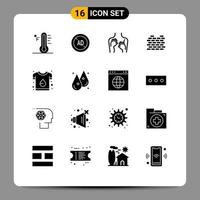 Stock Vector Icon Pack of 16 Line Signs and Symbols for security protection digital construction spa Editable Vector Design Elements