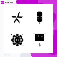 Solid Icon set Pack of 4 Glyph Icons isolated on White Background for Web Print and Mobile vector