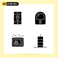 4 Creative Icons for Modern website design and responsive mobile apps 4 Glyph Symbols Signs on White Background 4 Icon Pack vector