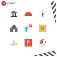 Modern Set of 9 Flat Colors and symbols such as business hut man house building Editable Vector Design Elements