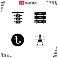 Pack of 4 Modern Solid Glyphs Signs and Symbols for Web Print Media such as light bangladesh traffic rack money Editable Vector Design Elements