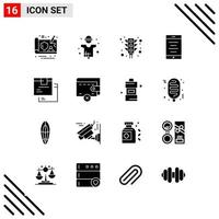 Pixle Perfect Set of 16 Solid Icons Glyph Icon Set for Webite Designing and Mobile Applications Interface vector