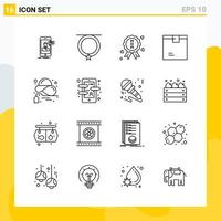 Collection of 16 Universal Line Icons Icon Set for Web and Mobile vector