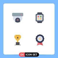 Stock Vector Icon Pack of 4 Line Signs and Symbols for camera top electronic technology reward Editable Vector Design Elements