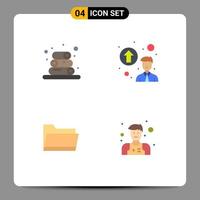 Group of 4 Modern Flat Icons Set for spa storage personal up gradation folder man Editable Vector Design Elements