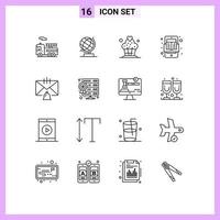 Modern Set of 16 Outlines and symbols such as email communication cupcake bell online Editable Vector Design Elements