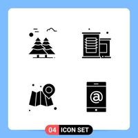 4 Solid Black Icon Pack Glyph Symbols for Mobile Apps isolated on white background 4 Icons Set vector