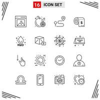 16 Icons Line Style Grid Based Creative Outline Symbols for Website Design Simple Line Icon Signs Isolated on White Background 16 Icon Set vector