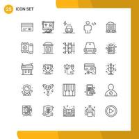 25 User Interface Line Pack of modern Signs and Symbols of markup code smart body power Editable Vector Design Elements