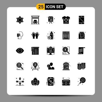 25 User Interface Solid Glyph Pack of modern Signs and Symbols of devices maple blackboard leaf autumn Editable Vector Design Elements