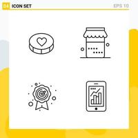 Collection of 4 Universal Line Icons Icon Set for Web and Mobile vector