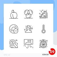 paquete moderno de 9 símbolos de contorno de línea de iconos aislados en fondo blanco para el diseño de sitios web vector