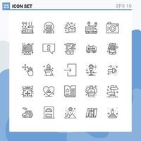 Set of 25 Modern UI Icons Symbols Signs for camera trust web transportation delivery Editable Vector Design Elements