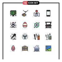 paquete de iconos de vectores de stock de 16 signos y símbolos de línea para el lanzamiento de elementos de diseño de vectores creativos editables de hardware de aplicación de pin de codificación
