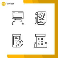 4 Icon Set Line Style Icon Pack Outline Symbols isolated on White Backgound for Responsive Website Designing vector