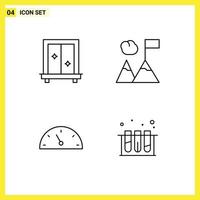 Pictogram Set of 4 Simple Filledline Flat Colors of window speed dressing mountains lab Editable Vector Design Elements