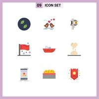 9 Universal Flat Color Signs Symbols of international flags measuring flag tiny Editable Vector Design Elements