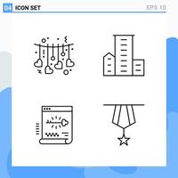 Modern 4 Line style icons Outline Symbols for general use Creative Line Icon Sign Isolated on White Background 4 Icons Pack vector