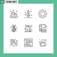 9 iconos creativos signos y símbolos modernos de compras de baño conjunto ganador de regalo elementos de diseño vectorial editables vector