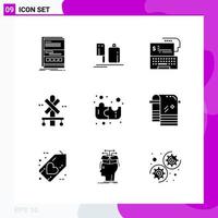 Solid Icon set Pack of 9 Glyph Icons isolated on White Background for Web Print and Mobile vector