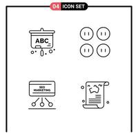 Line Pack of 4 Universal Symbols of projector board buttons seo blog Editable Vector Design Elements