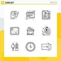 colección de 9 iconos de línea universal conjunto de iconos para web y móvil vector